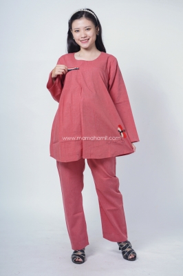 Setelan Baju Hamil Kantor Muslim  Bordir Kupu Pita Dada - STJ 100